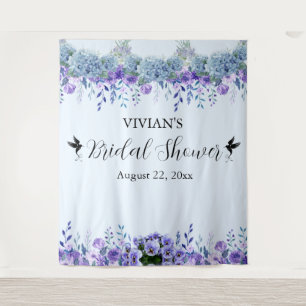 Purple Floral Bridal Shower Photo Booth Backdrop Tapestry