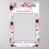 Purple Floral Bridal Shower Photo Prop Frame Boho