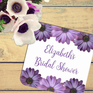 Purple Floral Bridal Shower Square Paper Coaster