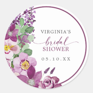 Purple Floral Bridal Shower Sticker