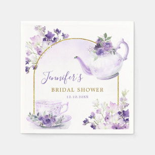 Purple Floral Bridal Shower Tea Paper Napkin