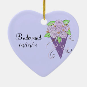 Purple Floral Bridesmaid Bouquet Ceramic Tree Decoration