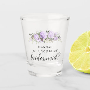 Purple Floral Bridesmaid Proposal Shot Glass