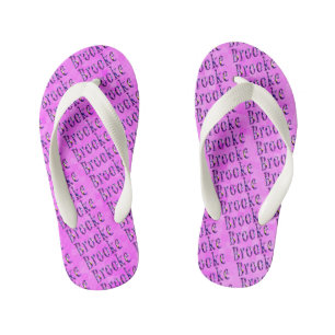 Purple Floral Brooke Name Logo, Kid's Flip Flops