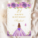 Purple Floral Brown Hair Girl Happy Birthday Card<br><div class="desc">This elegant and glamourous birthday card can be personalised with a name or title such as daughter, granddaughter, niece, friend etc. The design features a beautiful princess with brown red hair and fair skin in a purple ball gown. The text combines handwritten script and modern sans serif fonts for a...</div>