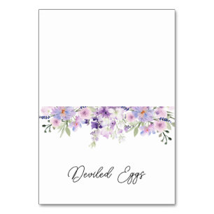 Purple Floral Buffet Food Label Card