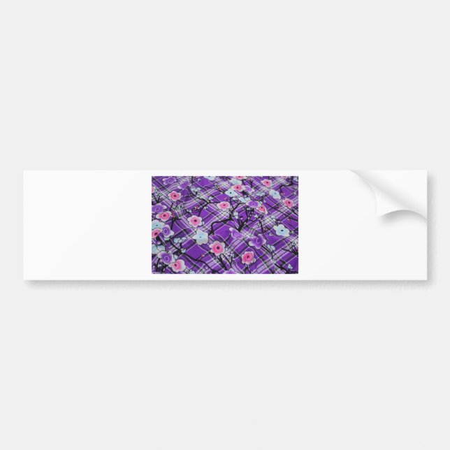 Purple Floral Bumper Sticker (Front)