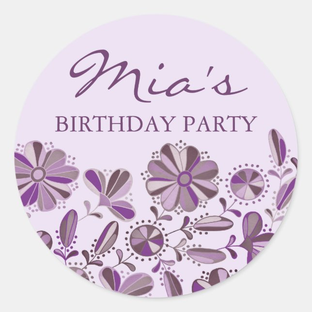 Purple Floral Burst Sticker (Front)
