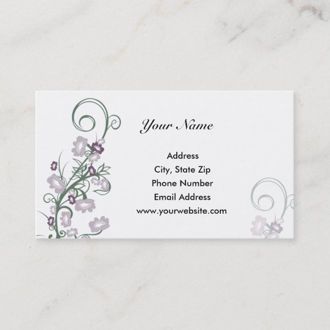Purple Floral Business Cards (Front)