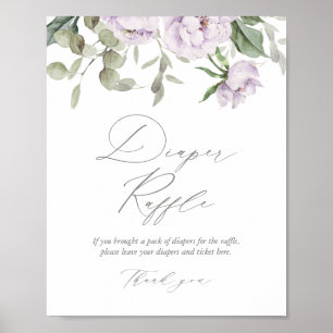 Purple Floral Butterfly Baby Shower Diaper Raffle Poster