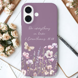 Purple Floral Butterfly iPhone 16 Case