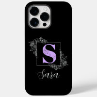 Purple Floral Butterfly Custom Monogram - Letter S