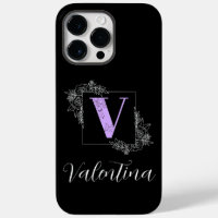 Purple Floral Butterfly Custom Monogram - Letter V