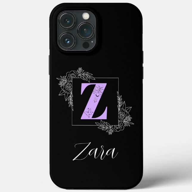 Purple Floral Butterfly Custom Monogram - Letter Z Case-Mate iPhone Case (Back)