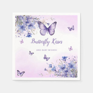 Purple Floral Butterfly Girl Baby Shower Napkins