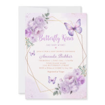 Purple Floral Butterfly Kisses Girl Baby Shower
