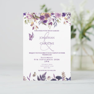 Purple Floral/Butterfly Wedding Invitation