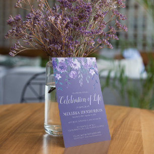 Purple Floral Cardinal Funeral Celebration of Life Invitation