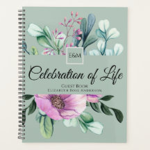 Purple Floral Celebration of Life Guest Book