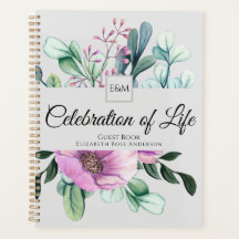 Purple Floral Celebration of Life Guest Book
