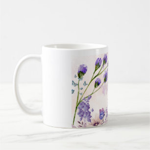 Purple Floral Ceramic Coffee Mug Watercolor Flow