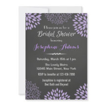 Purple Floral Chalkboard Bridal Shower Invitation