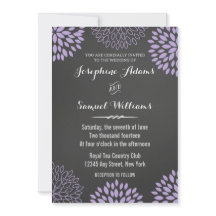 Purple Floral Chalkboard Wedding Invitation