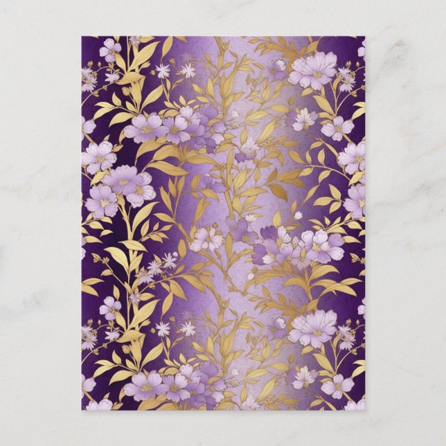 Purple Floral Chiyogami  Postcard (Front)