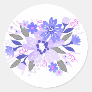 Purple Floral Classic Round Sticker