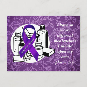 Purple Floral Cloth - Fibromyalgia Awareness Postcard