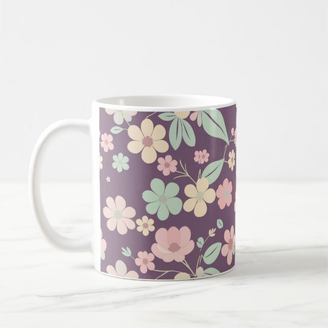 Purple Floral Coffee Mug (Left)