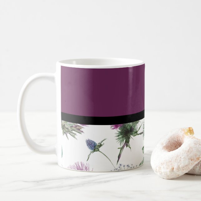 Purple Floral  Coffee Mug (With Donut)