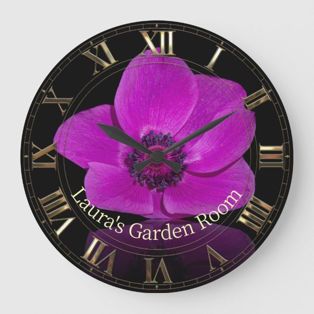 Purple floral cool garden  large clock (Front)