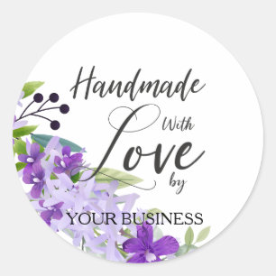Purple Floral Craft Articles Handmade Classic Round Sticker
