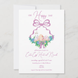 Purple Floral Crest Easter Basket Egg Hunt Brunch Invitation