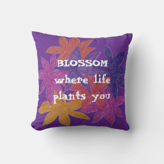 Purple Floral Cushion, Colourful Flower Pillow