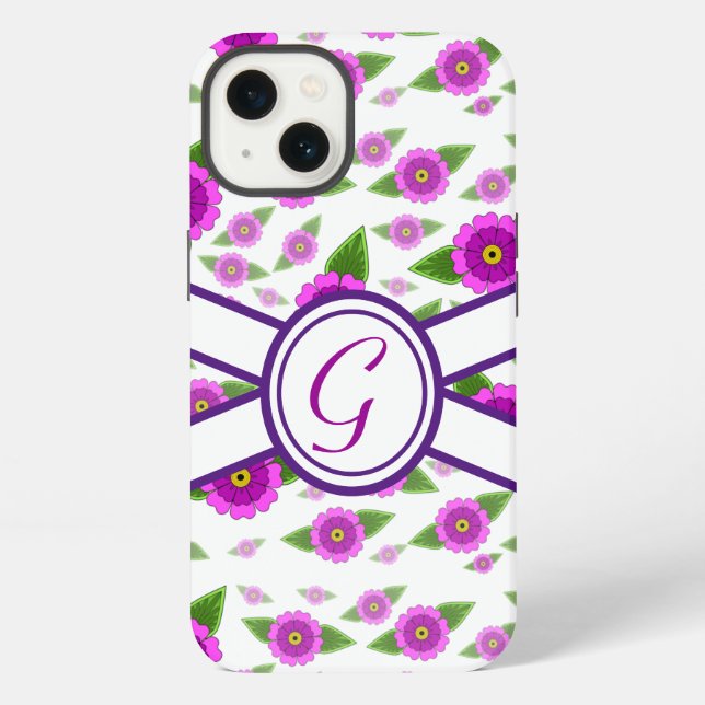 Purple floral customised monogram iPhone case (Back)