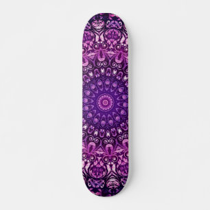 Purple Floral Damask Pattern    Skateboard