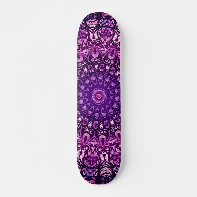Purple Floral Damask Pattern    Skateboard (Front)