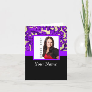 Purple floral damask photo template