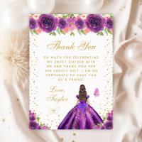 Purple Floral Dark Skin Princess Sweet Sixteen