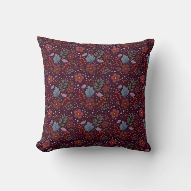 Purple floral design  cushion (Front)