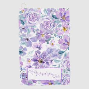 Purple Floral design Golf Towel