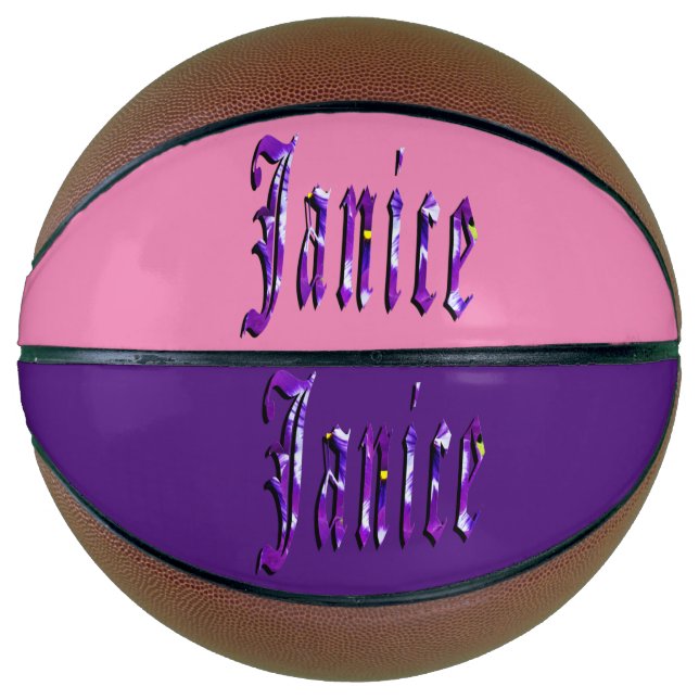 Purple Floral Designed Janice Name, Basketball (Front)