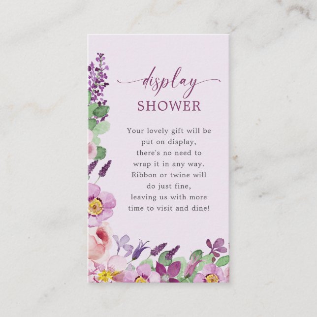 Purple Floral Display Shower Card (Front)