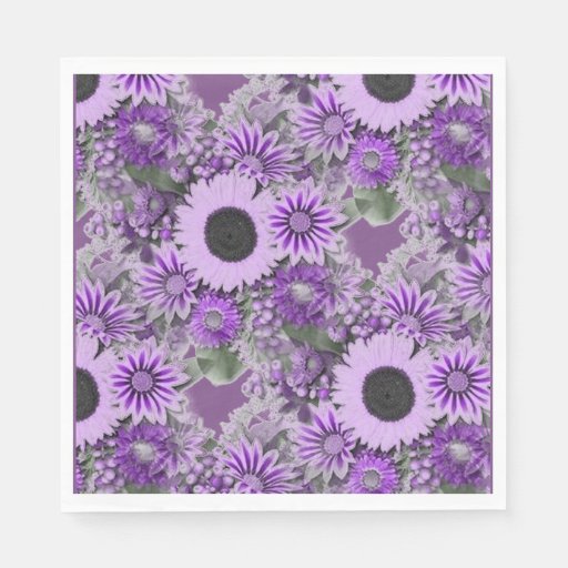 Image of Purple Floral Disposable Napkin