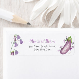 Purple Floral Eggplant Baby Shower Return Address