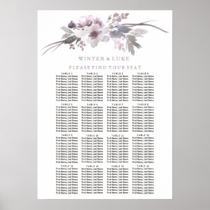 Purple Floral Elegant 16 Table Seating Chart