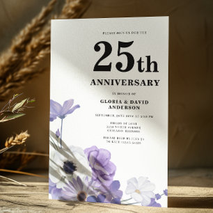 Purple Floral Elegant 25th Wedding Anniversary Invitation