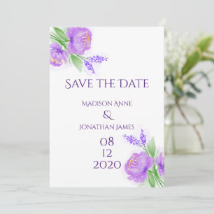 Purple Floral Elegant Personalised Lavender Chic Save The Date